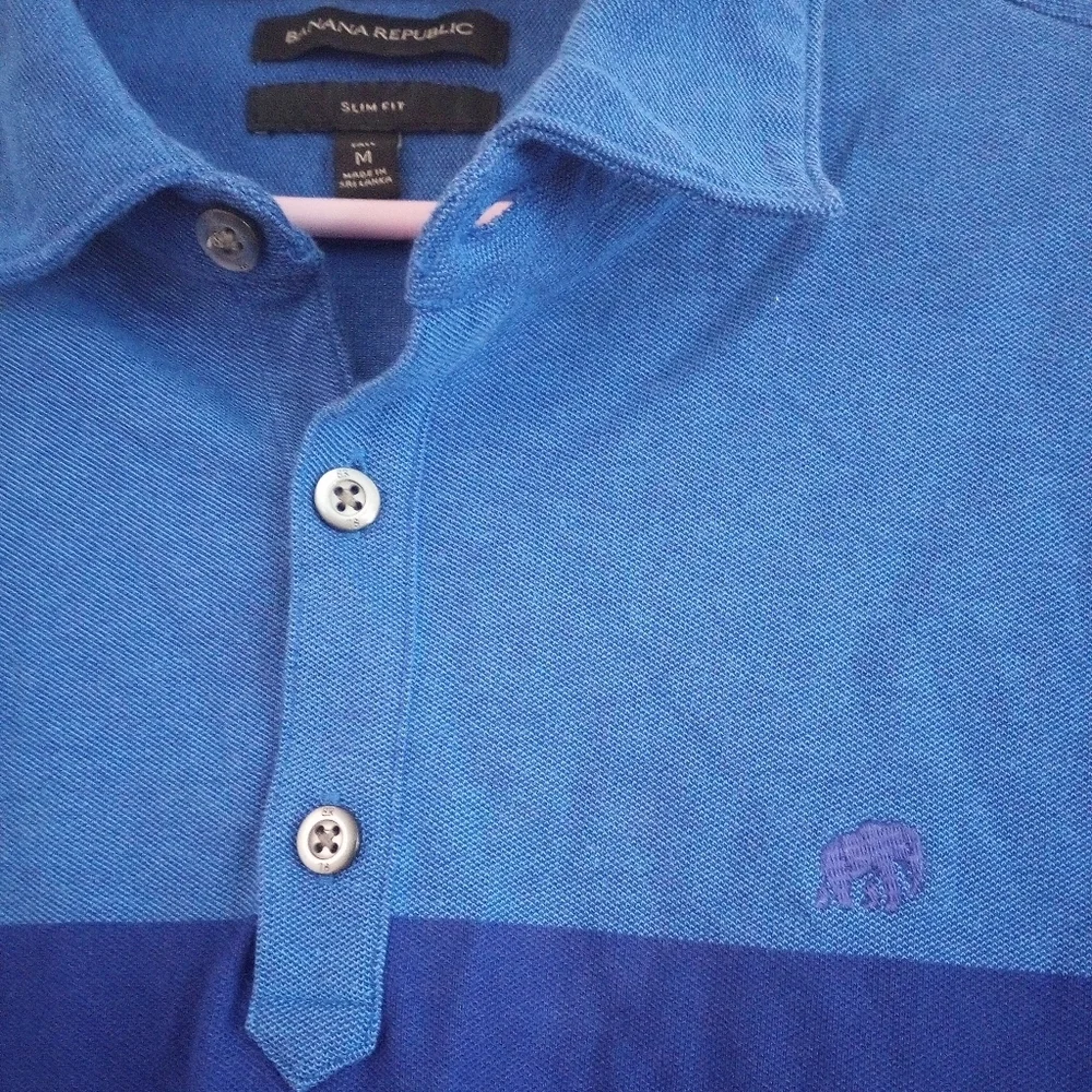 Banana Republic Two-Tone Blue Polo Shirt Men Size Tall Medium